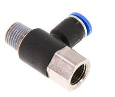 8mm x R1/4'' Elbow Push-in Fitting with Male-Female Threads Brass/PA 66 NBR Rotatable [2 Pieces]
