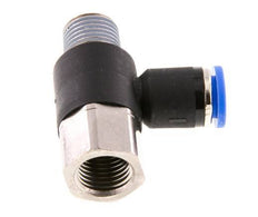 8mm x R1/4'' Elbow Push-in Fitting with Male-Female Threads Brass/PA 66 NBR Rotatable [2 Pieces]