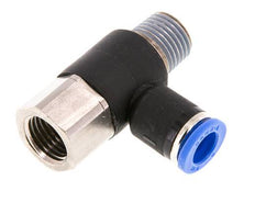 8mm x R1/4'' Elbow Push-in Fitting with Male-Female Threads Brass/PA 66 NBR Rotatable [2 Pieces]
