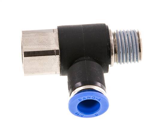 8mm x R1/4'' Elbow Push-in Fitting with Male-Female Threads Brass/PA 66 NBR Rotatable [2 Pieces]