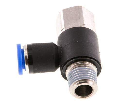 8mm x R1/4'' Elbow Push-in Fitting with Male-Female Threads Brass/PA 66 NBR Rotatable [2 Pieces]