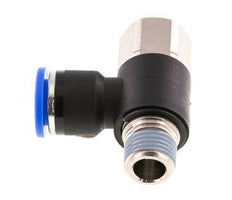 10mm x R1/4'' Elbow Push-in Fitting with Male-Female Threads Brass/PA 66 NBR Rotatable