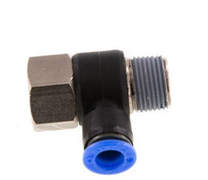 8mm x R3/8'' Elbow Push-in Fitting with Male-Female Threads Brass/PA 66 NBR Rotatable