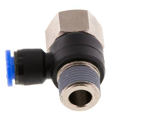 8mm x R3/8'' Elbow Push-in Fitting with Male-Female Threads Brass/PA 66 NBR Rotatable