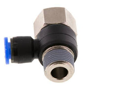 8mm x R3/8'' Elbow Push-in Fitting with Male-Female Threads Brass/PA 66 NBR Rotatable