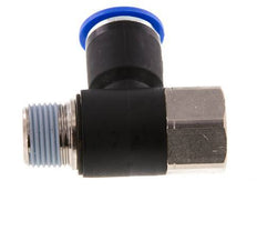 12mm x R3/8'' Elbow Push-in Fitting with Male-Female Threads Brass/PA 66 NBR Rotatable