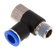12mm x R3/8'' Elbow Push-in Fitting with Male-Female Threads Brass/PA 66 NBR Rotatable