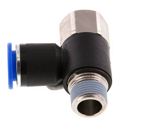 12mm x R3/8'' Elbow Push-in Fitting with Male-Female Threads Brass/PA 66 NBR Rotatable