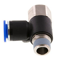 12mm x R3/8'' Elbow Push-in Fitting with Male-Female Threads Brass/PA 66 NBR Rotatable