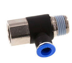 10mm x R1/2'' Elbow Push-in Fitting with Male-Female Threads Brass/PA 66 NBR Rotatable