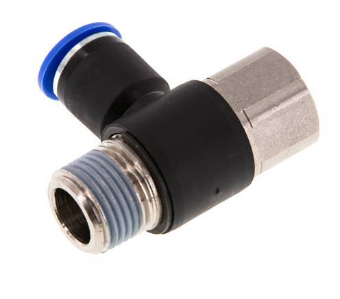 12mm x R1/2'' Elbow Push-in Fitting with Male-Female Threads Brass/PA 66 NBR Rotatable