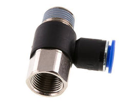 12mm x R1/2'' Elbow Push-in Fitting with Male-Female Threads Brass/PA 66 NBR Rotatable