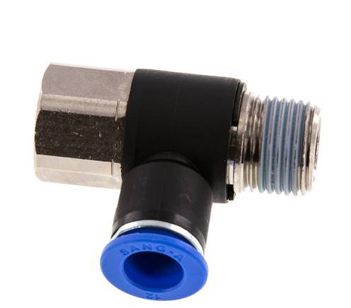 12mm x R1/2'' Elbow Push-in Fitting with Male-Female Threads Brass/PA 66 NBR Rotatable