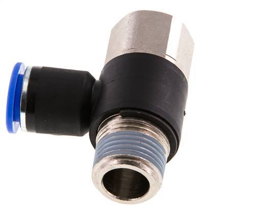 12mm x R1/2'' Elbow Push-in Fitting with Male-Female Threads Brass/PA 66 NBR Rotatable