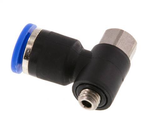 6mm x M 5 Elbow Push-in Fitting with Male-Female Threads Brass/PA 66 NBR [2 Pieces]