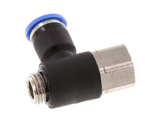 6mm x G1/8'' Elbow Push-in Fitting with Male-Female Threads Brass/PA 66 NBR [2 Pieces]