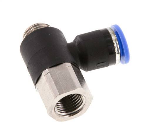 6mm x G1/8'' Elbow Push-in Fitting with Male-Female Threads Brass/PA 66 NBR [2 Pieces]