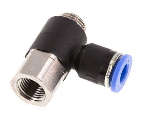 6mm x G1/8'' Elbow Push-in Fitting with Male-Female Threads Brass/PA 66 NBR [2 Pieces]