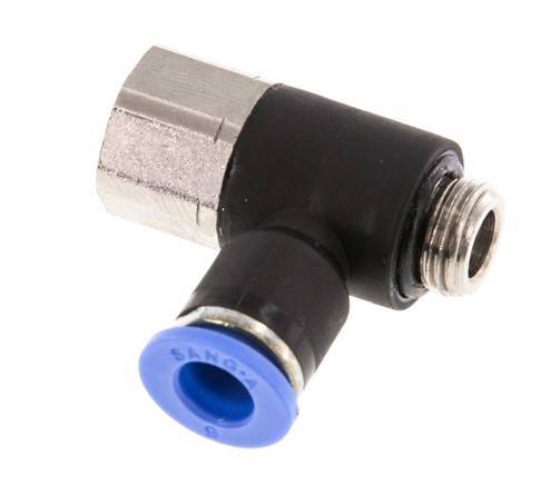 6mm x G1/8'' Elbow Push-in Fitting with Male-Female Threads Brass/PA 66 NBR [2 Pieces]