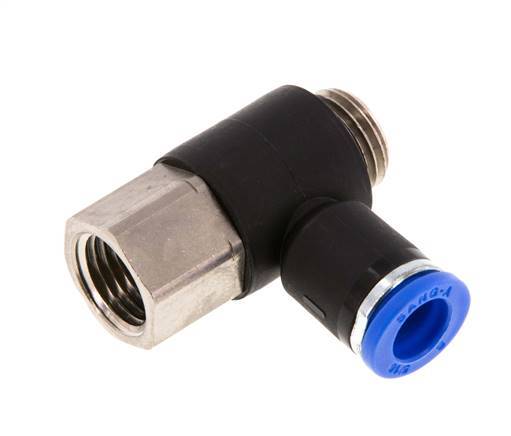 8mm x G1/4'' Elbow Push-in Fitting with Male-Female Threads Brass/PA 66 NBR [2 Pieces]