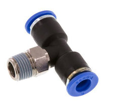 6mm x R1/8'' Inline Tee Push-in Fitting with Male Threads Brass/PA 66 NBR Rotatable [2 Pieces]