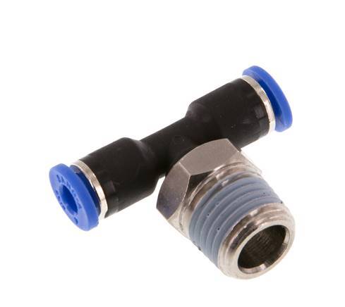 4mm x R1/4'' Inline Tee Push-in Fitting with Male Threads Brass/PA 66 NBR Rotatable [2 Pieces]
