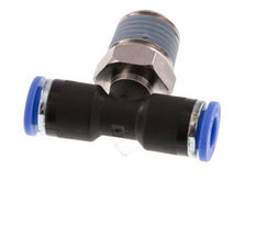6mm x R1/4'' Inline Tee Push-in Fitting with Male Threads Brass/PA 66 NBR Rotatable [2 Pieces]
