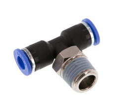 6mm x R1/4'' Inline Tee Push-in Fitting with Male Threads Brass/PA 66 NBR Rotatable [2 Pieces]