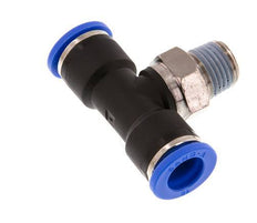 10mm x R1/4'' Inline Tee Push-in Fitting with Male Threads Brass/PA 66 NBR Rotatable
