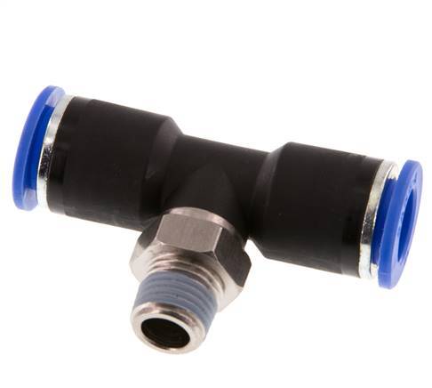12mm x R1/4'' Inline Tee Push-in Fitting with Male Threads Brass/PA 66 NBR Rotatable