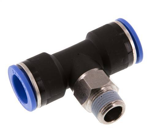 16mm x R3/8'' Inline Tee Push-in Fitting with Male Threads Brass/PA 66 NBR Rotatable