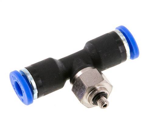 4mm x M 3 Inline Tee Push-in Fitting with Male Threads Steel/PA 66 NBR Rotatable [2 Pieces]