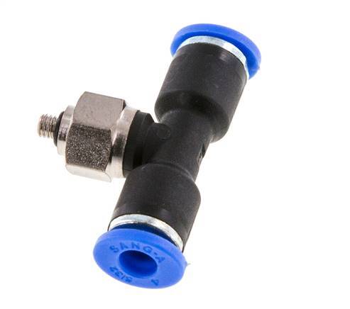 4mm x M 3 Inline Tee Push-in Fitting with Male Threads Steel/PA 66 NBR Rotatable [2 Pieces]