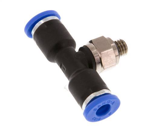 4mm x M 5 Inline Tee Push-in Fitting with Male Threads Brass/PA 66 NBR Rotatable [2 Pieces]