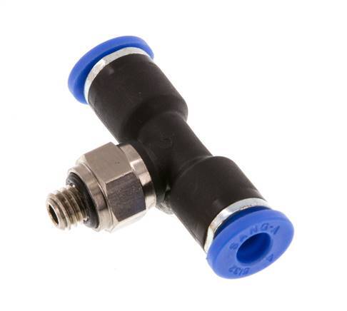 4mm x M 5 Inline Tee Push-in Fitting with Male Threads Brass/PA 66 NBR Rotatable [2 Pieces]