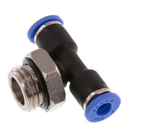 4mm x G1/4'' Inline Tee Push-in Fitting with Male Threads Brass/PA 66 NBR Rotatable [2 Pieces]