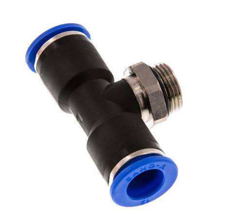 12mm x G3/8'' Inline Tee Push-in Fitting with Male Threads Brass/PA 66 NBR Rotatable