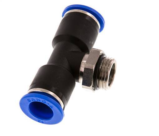 12mm x G3/8'' Inline Tee Push-in Fitting with Male Threads Brass/PA 66 NBR Rotatable