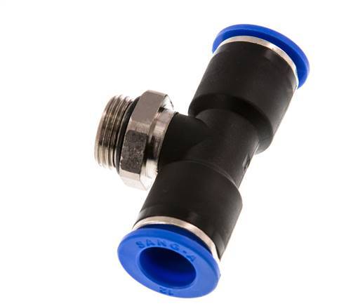 12mm x G3/8'' Inline Tee Push-in Fitting with Male Threads Brass/PA 66 NBR Rotatable