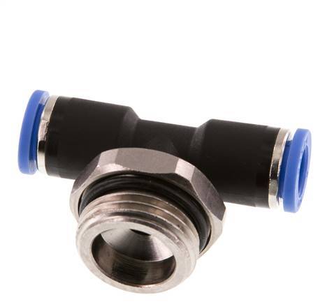 8mm x G1/2'' Inline Tee Push-in Fitting with Male Threads Brass/PA 66 NBR Rotatable