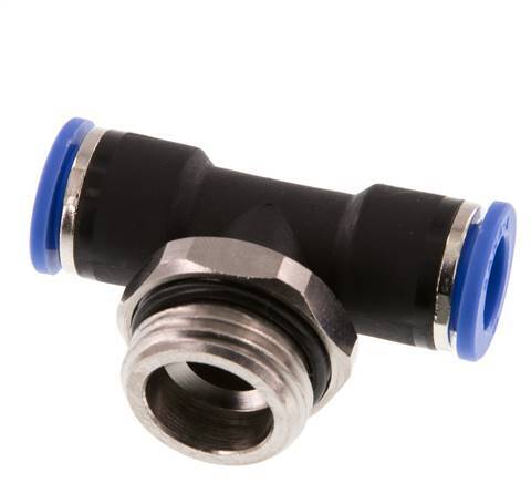 10mm x G1/2'' Inline Tee Push-in Fitting with Male Threads Brass/PA 66 NBR Rotatable