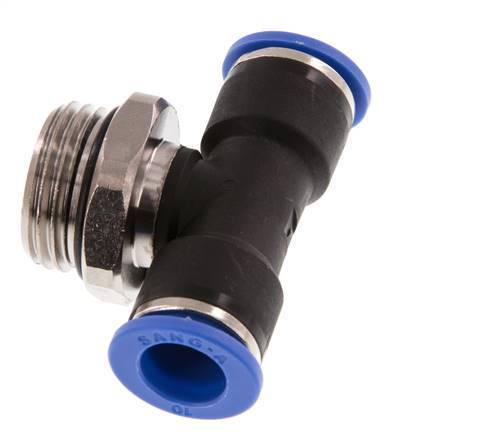 10mm x G1/2'' Inline Tee Push-in Fitting with Male Threads Brass/PA 66 NBR Rotatable