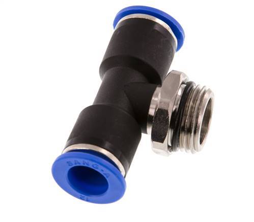 12mm x G1/2'' Inline Tee Push-in Fitting with Male Threads Brass/PA 66 NBR Rotatable