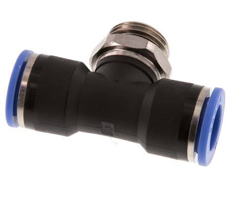 14mm x G1/2'' Inline Tee Push-in Fitting with Male Threads Brass/PA 66 NBR Rotatable