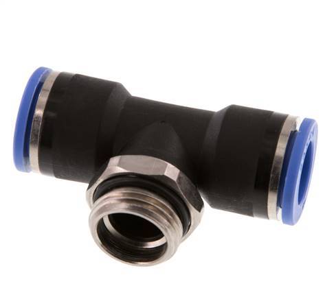 14mm x G1/2'' Inline Tee Push-in Fitting with Male Threads Brass/PA 66 NBR Rotatable