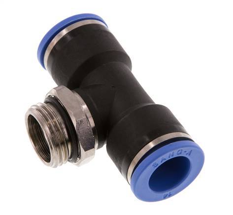 14mm x G1/2'' Inline Tee Push-in Fitting with Male Threads Brass/PA 66 NBR Rotatable