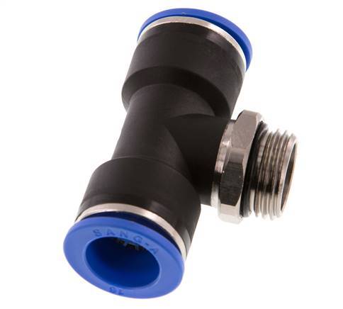 16mm x G1/2'' Inline Tee Push-in Fitting with Male Threads Brass/PA 66 NBR Rotatable