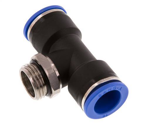 16mm x G1/2'' Inline Tee Push-in Fitting with Male Threads Brass/PA 66 NBR Rotatable