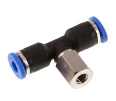 4mm x M 5 Inline Tee Push-in Fitting with Female Threads Brass/PA 66 NBR Rotatable [2 Pieces]