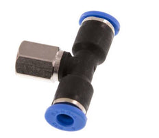 4mm x M 5 Inline Tee Push-in Fitting with Female Threads Brass/PA 66 NBR Rotatable [2 Pieces]